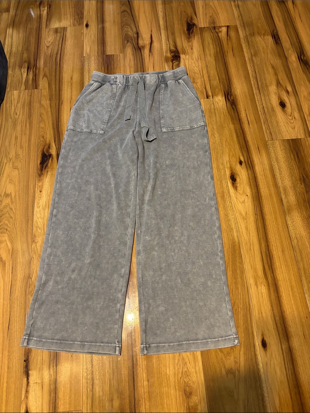 Jane and Delancey Wide-Leg Drawstring Sweatpants - Gray